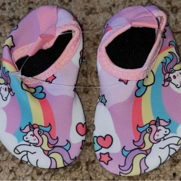 Baby Girl Water Shoes - Pink and Multicolor Unicorn Design - Picture 1 of 2